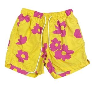 Urban Outfitters Daisy Print Swim Shorts Trunks Pink Yellow Size Medium